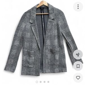 Topshop Gray Glen Plaid Open-Front Blazer